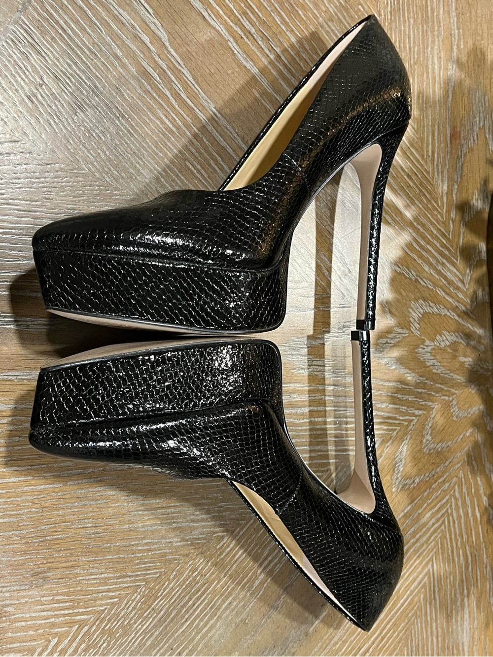Jessica Simpson Black Snake-Embossed Platform Pump - Picture 13 of 15
